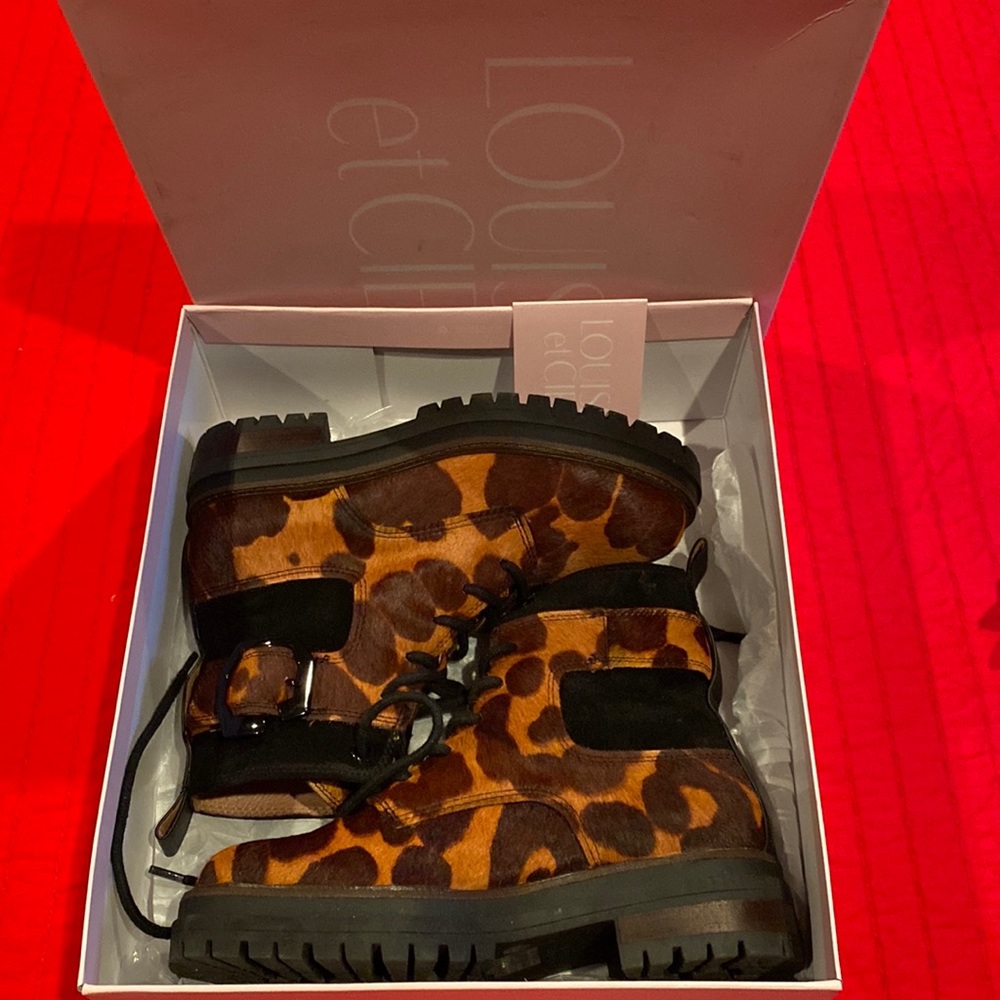 Louise et Cie animal print combat boots